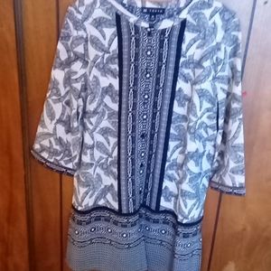 Long feather print long summer top